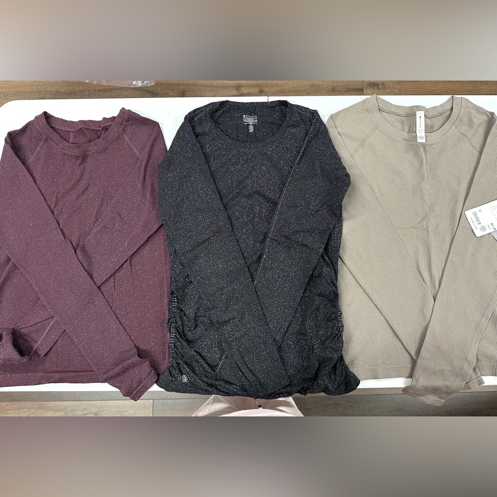 Athleta Long Sleeve Tees - Maroon, Black, Beige